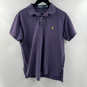 Polo Ralph Lauren Vintage Custom Fit Purple Polo Shirt Yellow Logo Size Large